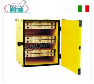 Pizzakarton, isotherm Pizzakarton mit Führungen für Kartons, wärmeisoliert, Fassungsvermögen 12 Kartons à 330 mm, Abm. mm 410x410x520h