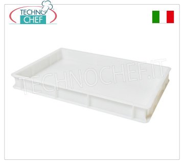Pizzateig-Boxen, weiße Farbe, Abm. 60x40x7h cm Stapelbare Pizzabox aus lebensmittelechtem Polyethylen, weiß, Abmessung 600 x 400 x 70 mm