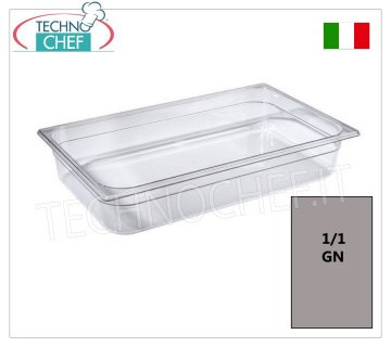 Gastronorm GN 1/1-Behälter aus Polycarbonat 1/1 Gastronorm-Tablett aus Polycarbonat, Fassungsvermögen 9,2 Liter, Abmessungen 530 x 325 x 65 mm