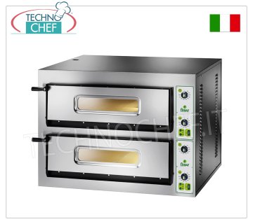 FIMAR – Elektrischer Pizzaofen für 4+4 große Pizzen, 2 unabhängige Kammern, ohne PYROMETER, Mod. FYL4+4 ELEKTRISCHER PIZZAOFEN für 4+4 große Pizzen, 2 unabhängige Kammern mit den Maßen 720x720x140 mm, feuerfestes Kochfeld, 4 EINSTELLBARE THERMOSTATS für SOHLE und OBERSEITE, Temperatur von +50° bis +500 °C, V.230/1, Kw.6, Gewicht 146 kg, Außenmaße mm.1010x850x420h