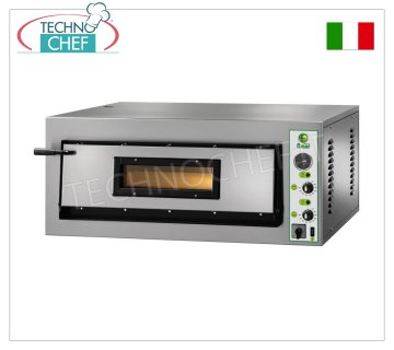 FIMAR - Elektrischer Pizzaofen, für 6 große Pizzen, 1 Kammer 72x108 cm, mechanische Steuerung, einphasig V. 230, Mod. FML6 ELEKTRISCHER PIZZAOFEN mit 1 KAMMER von 720 x 1080 x 140 mm (h), mit GLASTÜR, feuerfestem Kochfeld, 2 EINSTELLBAREN THERMOSTATS für BODEN und OBERSEITE, Temperatur von +50° bis +500 °C, Gewicht 116 kg, V.230/1, kw 9, außen Abmessungen mm.1010x1210x420h
