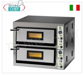 FIMAR – Elektrischer Pizzaofen für 6+6 Pizzen, 2 unabhängige Querkammern mit den Maßen 91,5 x 61 cm, Mod. FMEW6+6 ELEKTRISCHER PIZZAOFEN mit 2 KAMMERN mit den Maßen 915 x 610 x 140 mm, mit GLASTÜR, feuerfestem Kochfeld, 4 EINSTELLBAREN THERMOSTATS für BODEN und OBERSEITE, Temperatur von +50° bis +500 °C, 12,8 kW, Gewicht 187 kg, Außenabmessungen 1150 x 735 x 750 mm