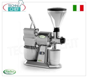 FAMA – Professionelle Kaffeemühle/-reibe, Stundenleistung: Kaffee 10 kg / Käse 50 kg, Mod. FGC Kombinierte professionelle Kaffeemühle/Reibe, Stundenleistung: 10 kg Kaffee / 50 kg Käse, 1400 U/min, V.400/3, 0,75 kW, Gewicht 20 kg, Abm.mm.260x500x650h