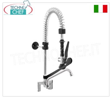 Rubinetto Miscelatore biforo con doccia sospesa alta 600 mm e canna di erogazione  lunga mm 250, comando con leva lunga