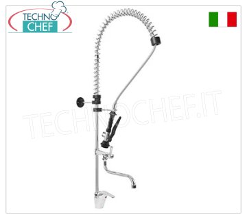 Rubinetto Miscelatore monoforo con doccia sospesa ed erogatore con canna girevole, comando con leva corta