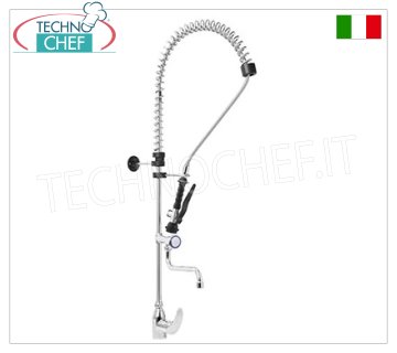 Rubinetto Miscelatore monoforo con doccia sospesa ed erogatore con canna girevole, comando con leva corta
