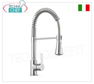 Rubinetto miscelatore monoforo con doccia sospesa alta 445 mm, e braccio orientabile