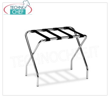 Reggivaligie con struttura pieghevole in tubo di acciaio cromato, senza sponda, dim.mm.560x330x410h