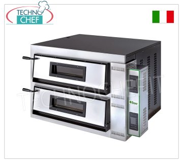 FIMAR - Forno pizza elettrico 4+4 Pizze Grandi, 2 camere da cm 72x72, Comandi Digitali, Trifase