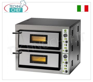 FIMAR – Elektrischer Pizzaofen für 6+6 Pizzen, 2 unabhängige Kammern mit den Maßen 61 x 91 cm, mechanische Steuerung, Mod. FME6+6 ELEKTRO-PIZZAOFEN für 6+6 Pizzen mit 2 unabhängigen Kammern mit den Maßen 610 x 915 x 140 mm (h), feuerfestes Kochfeld, 4 verstellbare Thermostate für Sohle und Oberseite, Temperatur von +50° bis +500 °C, Kw.14,4, Gewicht 150 kg, Außenabmessungen mm. 900x1020x750h