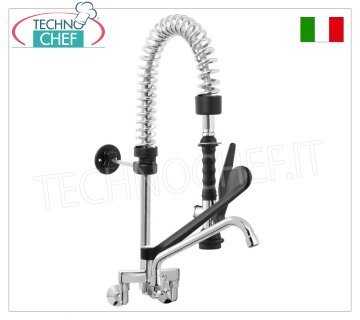 Rubinetto Miscelatore biforo a parete con doccia sospesa alta 600 mm e canna di erogazione da 250 mm, comando con leva