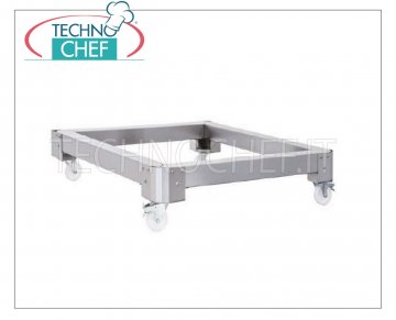 TECHNOCHEF - Untergestell aus Inox, Mod.SBC / 80 Edelstahl-Untergestell mit 4 Rädern (2 mit Bremse), niedrige Version für 3 überlappende Tunnelöfen Mod.C / 80.